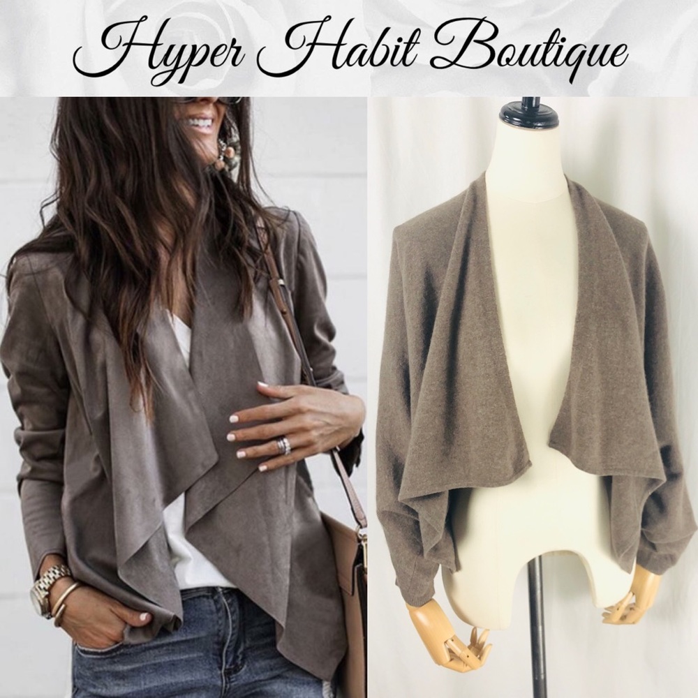 VINCE Crop Drape Front Cardigan